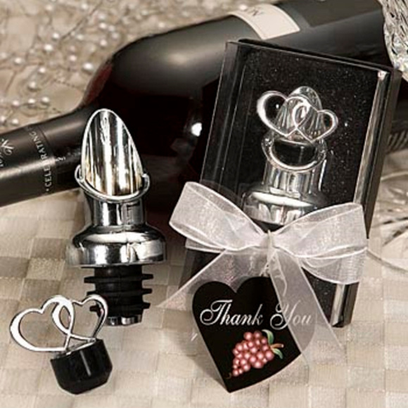 Double Hearts Wine Bottle Stopper and Pourer NEW - Picture 1 of 3